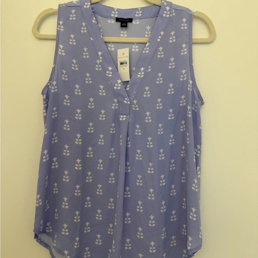 Ann Taylor Purple Floral Sleeveless Blouse